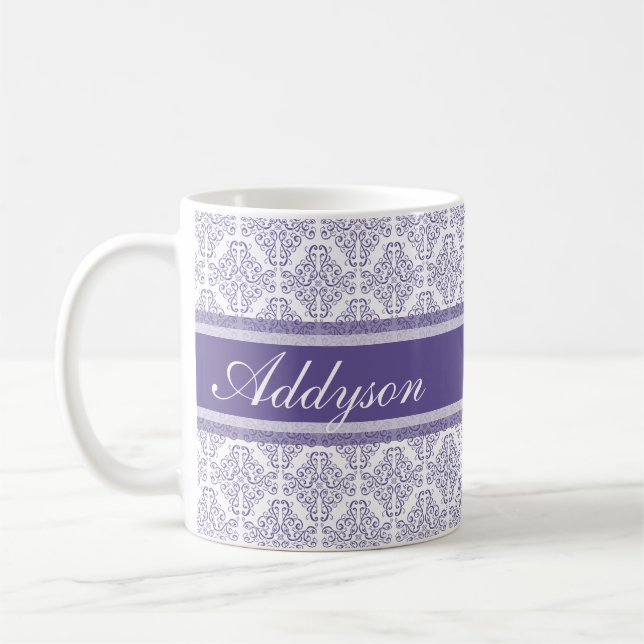 Taza De Café Nombre púrpura violeta del personalizado del (Izquierda)
