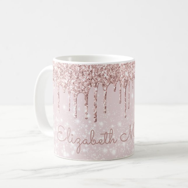Taza De Café Nombre Purpurina Rosa Rosa Rosa Bonito de Oro (Anverso izquierdo)