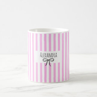 Taza De Café Nombre rayas rosa moderno lazo dibujado a mano tre