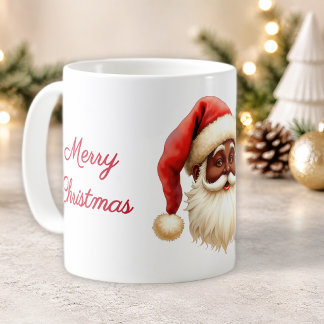 Taza De Café Nombre, simpático Papá Noel negro, Feliz Navidad