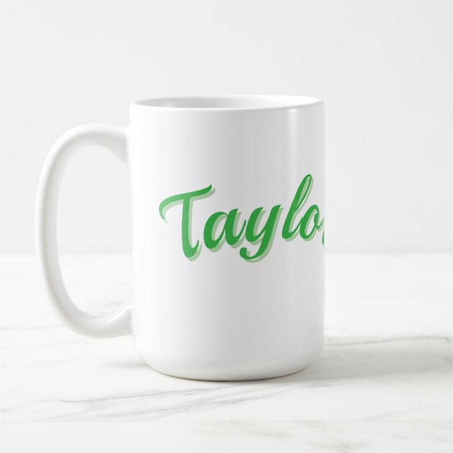 Taza De Café Nombre Taylor En Verde, (Izquierda)