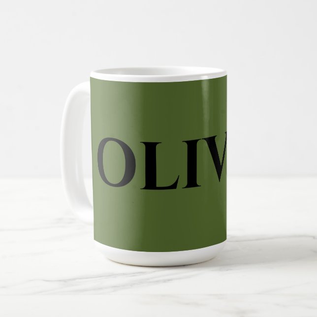 Taza De Café Nombre verde oliva y negro Minimalista (Anverso izquierdo)