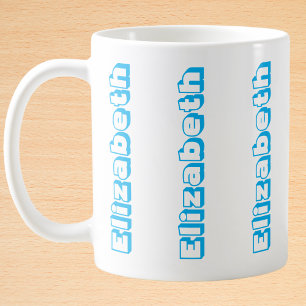 Taza De Café Nombre vertical azul moderno personalizado