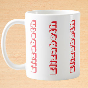 Taza De Café Nombre vertical rojo moderno personalizado