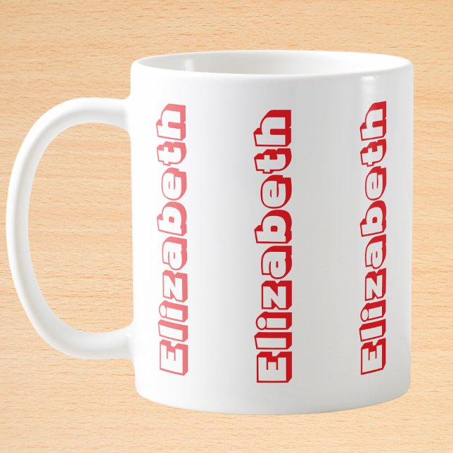 Taza De Café Nombre vertical rojo moderno personalizado (Subido por el creador)