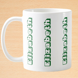 Taza De Café Nombre vertical verde moderno personalizado