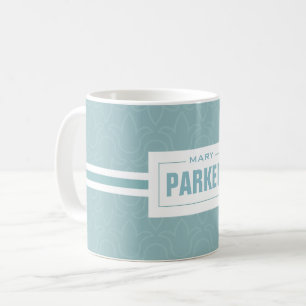 Taza De Café Nombre y apellido personalizados diseño floral azu
