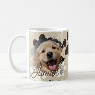 Taza De Café Nombre y foto de mascota con tipografía moderna y 