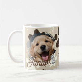 Taza De Café Nombre y foto de mascota con tipografía moderna y