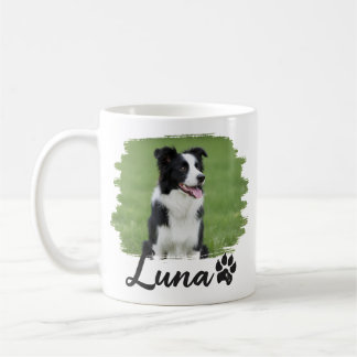 Taza De Café Nombre y foto de mascota con tipografía moderna y