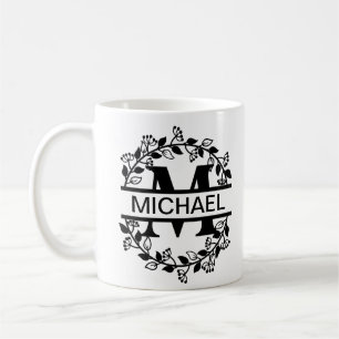 Taza De Café Nombre y inicial sobredimensionados modernos