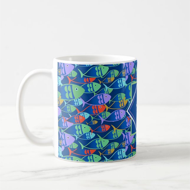 Taza De Café Nombre y monograma personalizados del patrón de pe (Izquierda)