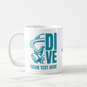 Taza De Café Nombre y ubicación personalizados Buceo Scuba