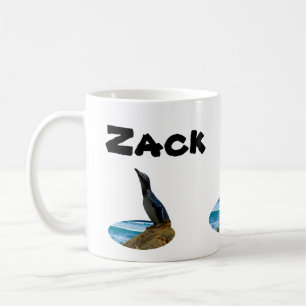 Taza De Café Nombre Zack Con Pingüino, Café Mug