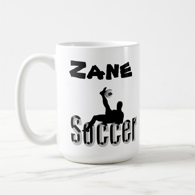 Taza De Café Nombre Zane Con Diseño De Fútbol, Café Mug (Izquierda)