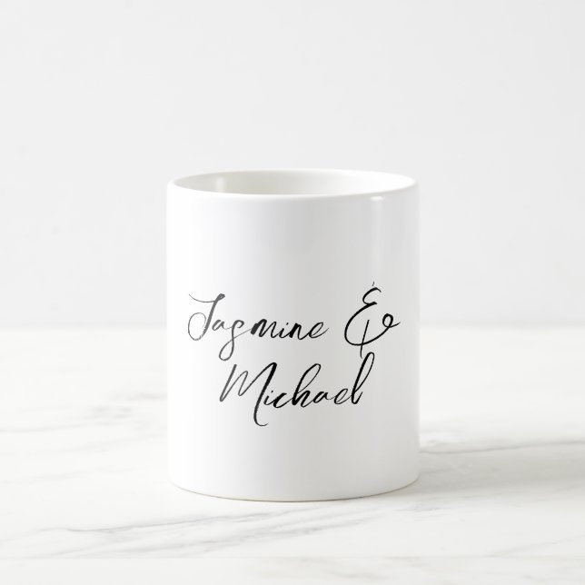 Taza De Café Nombres de Caligrafía Chic Encantadores Bodas (Centro)