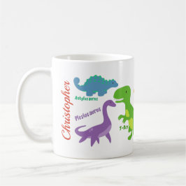 Taza De Café Nombres de dinosaurios de niños pequeños