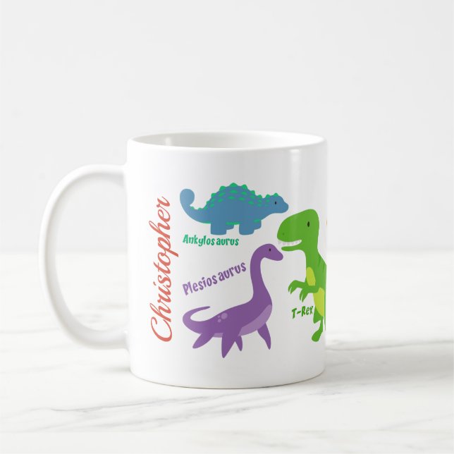Taza De Café Nombres de dinosaurios de niños pequeños (Izquierda)
