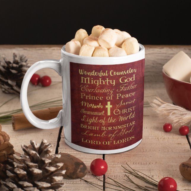 Taza De Café Nombres de la peluca personalizada roja de Jesús (Subido por el creador)