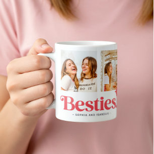 Taza De Café Nombres de Mejores Amigas Modernas Colaje de Fotos