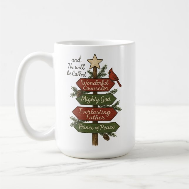Taza De Café Nombres de Navidades cristianos de Jesús (Izquierda)