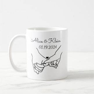 Taza De Café Nombres de Pareja Agarrados de la Mano Personaliza