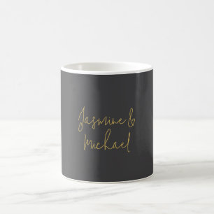 Taza De Café Nombres de Pareja Caligrafía Chic Encantadora Gris