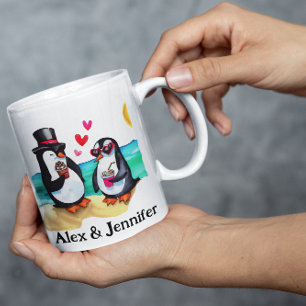 Taza De Café Nombres de parejas de pingüinos personalizados per