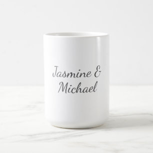 Taza De Café Nombres de Parejas en Caligrafía Chic Encantadora 