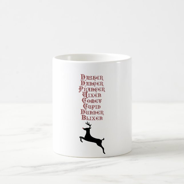 Taza De Café Nombres de renos Rudolph, cometa, reno blixen (Centro)