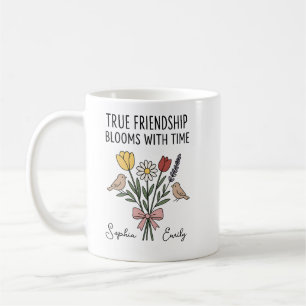 Taza De Café Nombres florales de la amistad personalizada