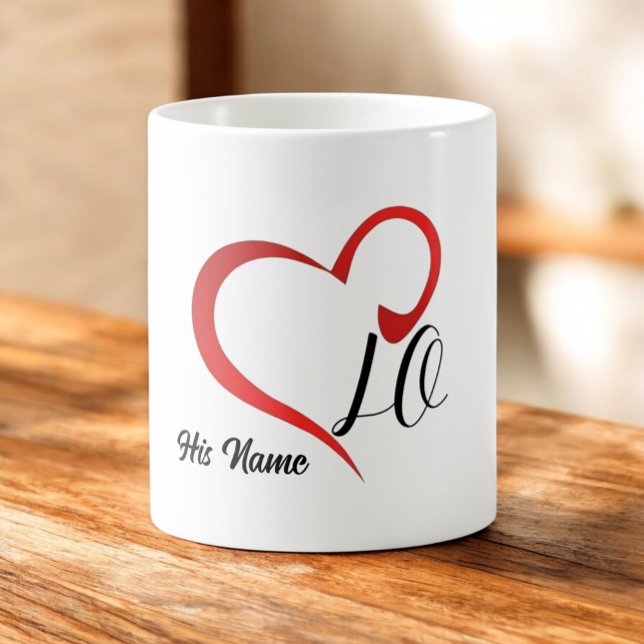 Taza De Café Nombres personalizados de monograma de amor 2 (Subido por el creador)