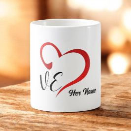 Taza De Café Nombres personalizados del monograma de amor