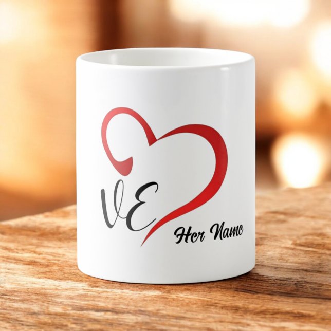 Taza De Café Nombres personalizados del monograma de amor (Subido por el creador)