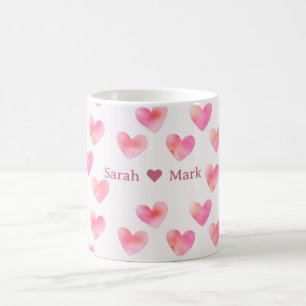Taza De Café Nombres personalizados Diseño de amor rosa románti