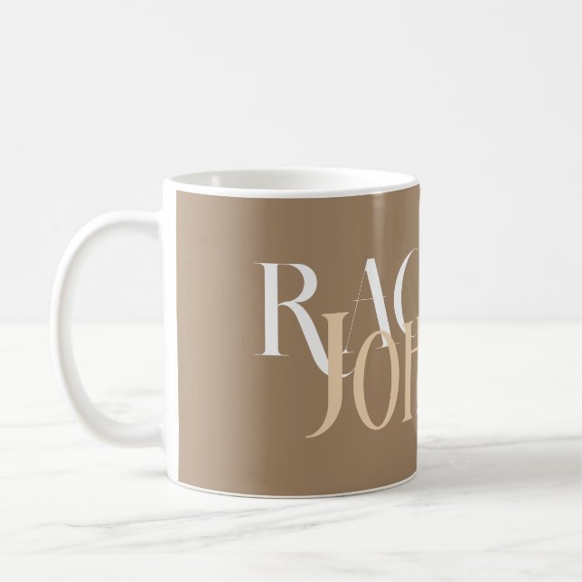 Taza De Café Nombres personalizados Elegancia beige (Izquierda)
