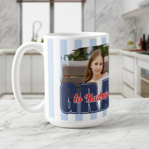 Taza De Café Nombres personalizados Foto Preppy Rayas Abuelo Pa