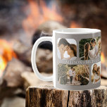 Taza De Café Nombres simples de parejas de fotos Minimalistas d<br><div class="desc">Ideal para El día de San Valentín, bodas, compromisos o celebraciones diarias de amor con tu otro significativo, este diseño presenta cuatro fotos de borde redondeado por costado (dos cuadrados pequeños y dos rectángulos) y los nombres de la pareja en el centro de las cuatro fotos repetidas en ambos lados....</div>