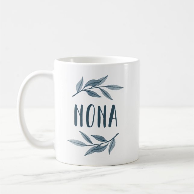 Taza De Café Nona Greek Godparent mug con hojas (Izquierda)
