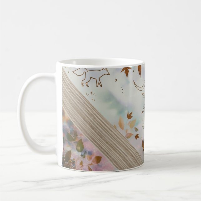 Taza De Café Nordic Fox Moon and Leaves Knit Art Classic Mug (Izquierda)