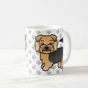 Taza De Café Norfolk Terrier Cartoon de perro y patas negro y m