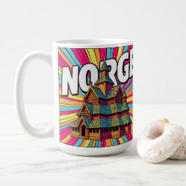 Taza De Café Norge Norway Stave Church Oslo Pop Art Coffee Mug