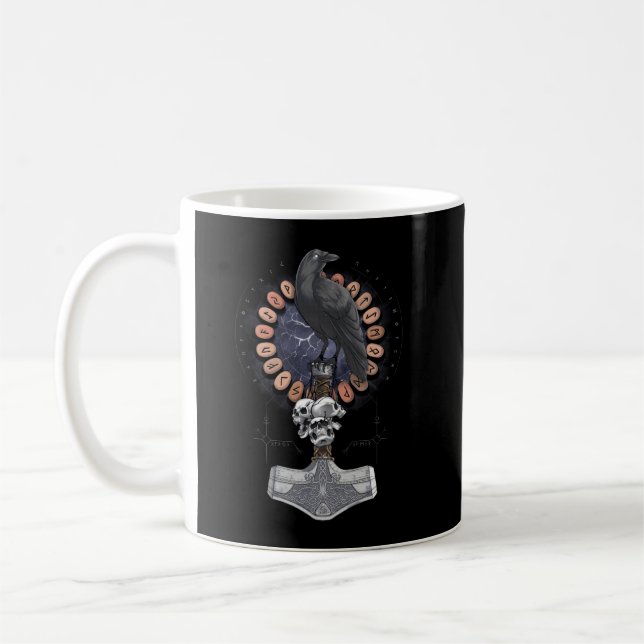 Taza De Café Norse Viking Raven Hammer (Izquierda)