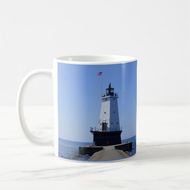 Taza De Café North Pierhead Lighthouse, Ludington, MI  (Izquierda)