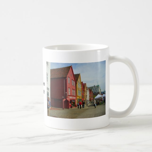 Taza De Café Noruega, Bergen, casas pintadas en la costa (Derecha)