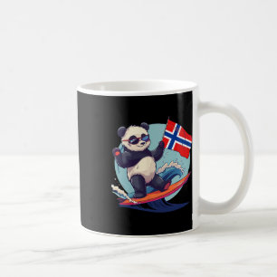 Taza De Café Noruega Panda Oso Surfista Bandera Noruega Noruego