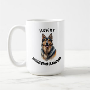 Taza De Café Noruego Elkhound Dog Watercolor Art