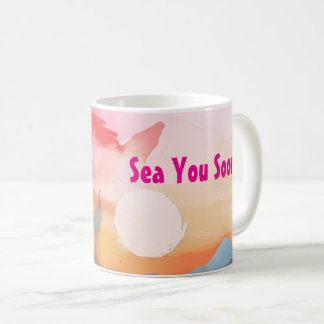 Taza De Café Nos vemos pronto acuarela tema de playa