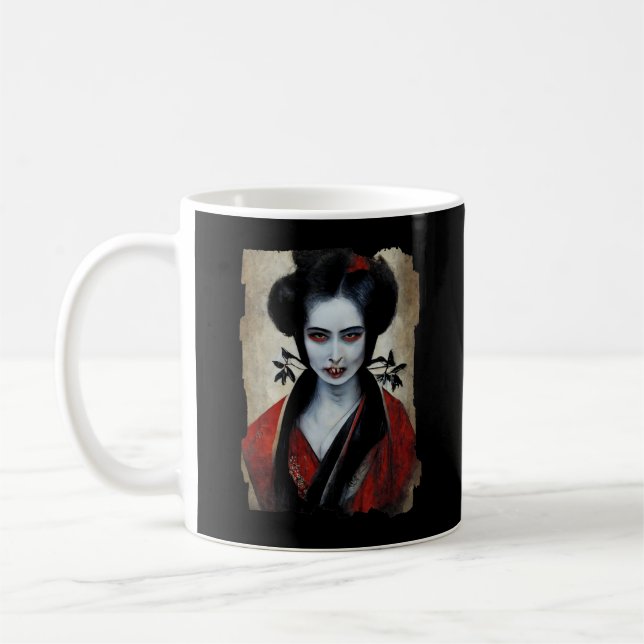 Taza De Café Nosferatu Geisha | Retrato De Un Vampiro (Izquierda)