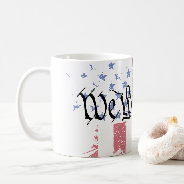 Taza De Café Nosotros, la bandera estadounidense de la paz (Con donut)